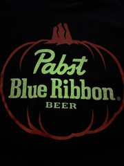 Vintage Large Pabst Blue Ribbon Halloween Pumpkin Glow In The Dark Shirt