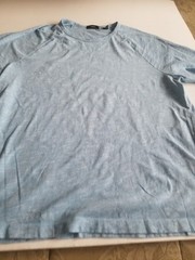 Theory Men’s Dustyn-Ocean Slub Two-Tone Tee in Blue Combo Size XXL