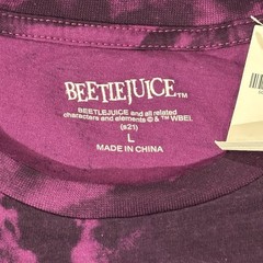 Beetlejuice Movie Tie Dye Purple Adult Size Large Short Sleeve Graphic T-Shirt
