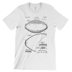 Football Patent T-Shirt.100% Cotton Comfy Tee on Black White or Gray. NEW