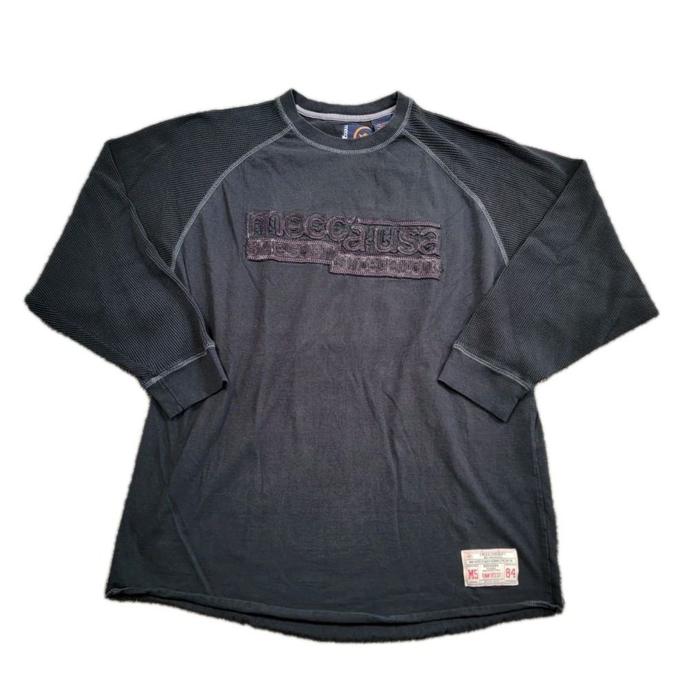 Mecca VTG Y2K Thermal Hip-hop Goth Black Long-sleeve Men 2XL Skater VTG