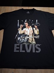 ​Official Graceland Elvis Presley Graphic Tee Black Rhinestone Bling Shirt…
