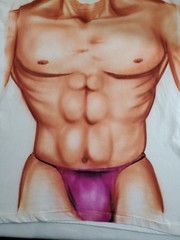 Vintage Fake Six Pack Male Torso T-Shirt XXL White Cotton Poly Single Stitch USA