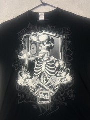 VTG 90s Dub Streetwear Mens XXL Skull Music Hip Hop Rock Skeleton Boombox Shirt