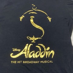 Disney Aladdin Shirt The Hit Broadway Musical Graphic Shirt Black & Gold Size M