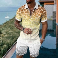 Mens 2-Piece Set Sweatsuit Short Sleeve T Shirts & Shorts Set Summer-Outfit USA