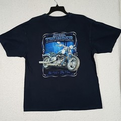 Newport Blue Graphic T-Shirt Mens XL Black Steel Thunder Biker Short Sleeve
