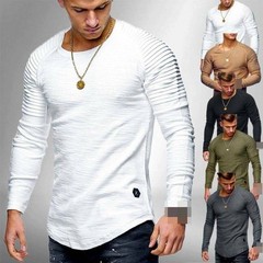 Men’s T-shirt O Neck Slim Fit Casual Muscle Tee Tops Blouse Long Sleeve M-3XL .