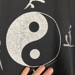 Vintage 90s Fruit of the Loom Yin-Yang T-Shirt Mens XL Black USA Single Stitch