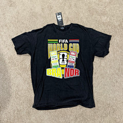 FIFA Men’s World Cup Soccer T-Shirt L Black Graphic Logo Crew Neck Short Sleeve