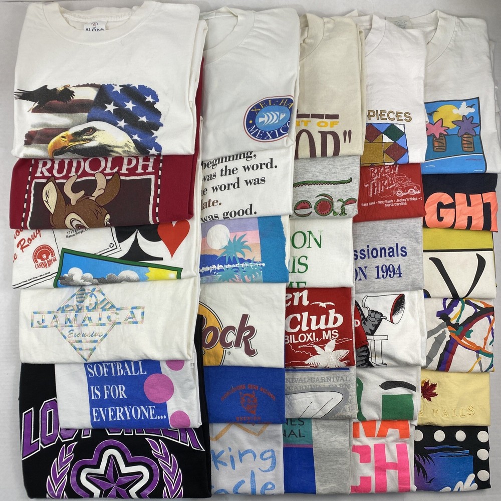 Wholesale Lot of 30 Vintage Short Sleeve Tee Shirts (Sizes In Description)