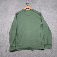 Eddie Bauer Thermal Henley Shirt Mens Medium Green Waffle Knit Outdoor