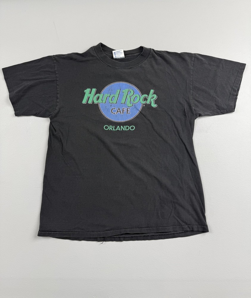 Vintage Hard Rock Cafe Shirt Mens Large Black Orlando Graphic Tee USA Florida