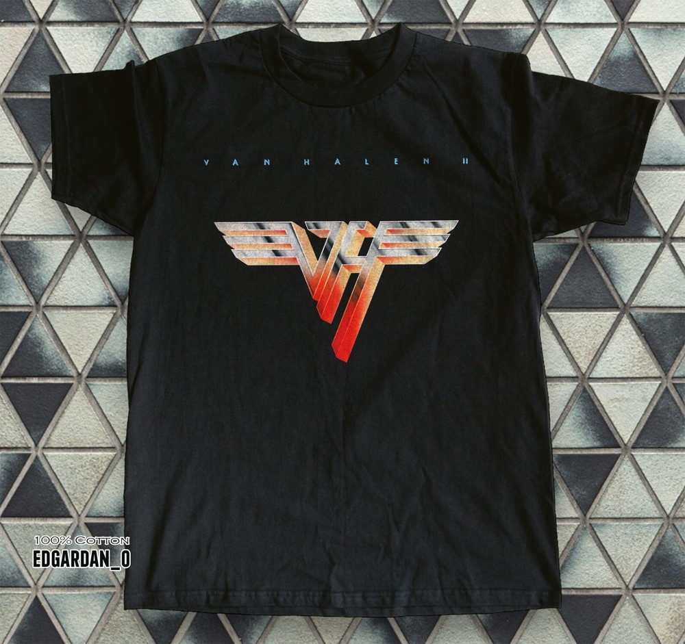NEW! Van Halen Logo Rock Band Heavy Cotton Black Unisex T-shirt Size S-5XL