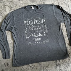 Brad Paisley Alcohol Tour Concert Long Sleeve Shirt Sz 2XL Gray