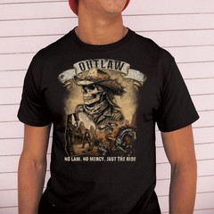 Outlaw Cowboy Skull Unisex T-shirt | Vintage Western Skeleton Horse Rider Shirt