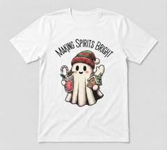Making Spirits Bright Halloween Cute Ghost Unisex Tee White T-shirt