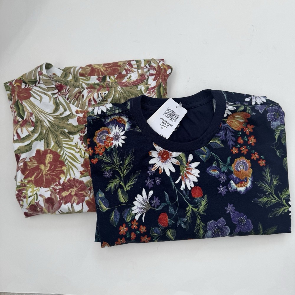 Lot Of 2 NWT Men’s XL Floral T-Shirts INC & LCKR Boho Vacation Resort Golf Beach
