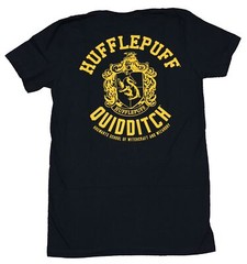 Harry Potter Adult New T-Shirt – Hufflepuff Lapel Quidditch Crest Logo Back