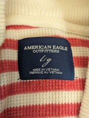 American Eagle Outfitters Striped V-Neck Shawl Collar Long Sleeve Thermal Top LG