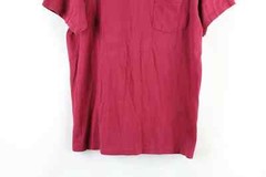 Vintage 90s Streetwear Mens Large Faded Blank Pocket T-Shirt Burgundy Cotton