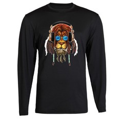 Rasta Lion Long Sleeve Jamaica Reggae Marijuana Zion Tee Lion smoking T-shirt