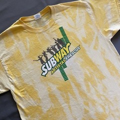 2010s Subway Artistas Frescos T Shirt Mens Large Yellow Acid Wash Promo Hispanic