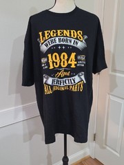 Gildan Black Graphic Tee with Yellow and White 1984 Design – Size XL