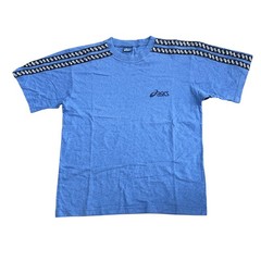 Asics Blue T-shirt Vintage 90s Retro Tape Logo Mens Medium