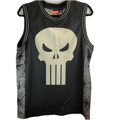 Marvel Punisher Jersey Mens M 38/40 Black Sleeveless Castle Skull