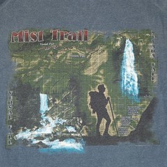Vintage Yosemite Mist Trail T-Shirt Mens L Blue Hike Nature Outdoor Souvenir 90s