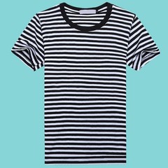 Blue And White Stripes Short Sleeved Tshirt For Men In Sports And Casual Style