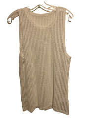 Jogal Mens White Sheer Striped Sleeveless Muscle Tank Top Size Small NWOT