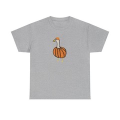 Cute Pumpkin Goose Embroidered Shirt Fall Autumn Graphic Tee