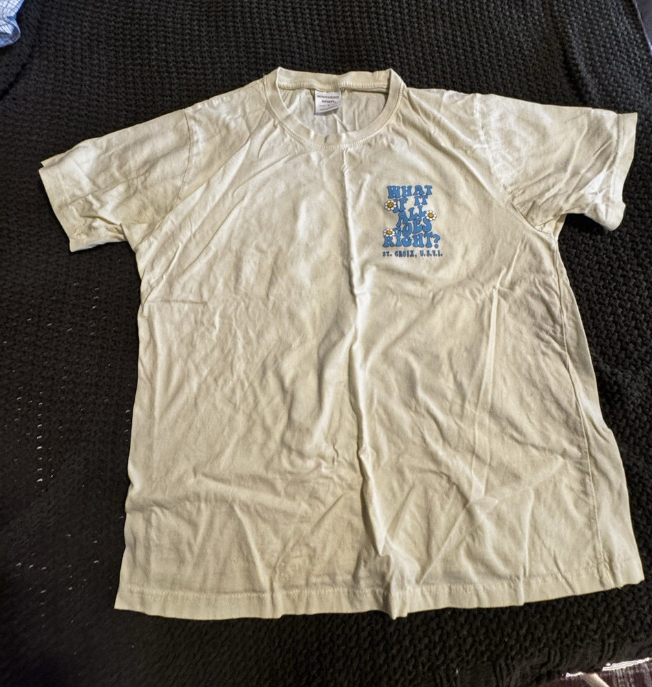 Southern Spirit Men’s L Beige St. Croix USVI Graphic Tee Cotton Knit Crew Neck