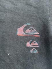 Vintage Quicksilver T-Shirt Surf Logo Black Size XL Faded Shabby Looking