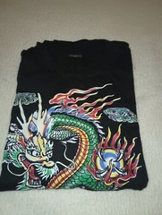 HUAXIUCUN BLACK GRAPHIC CHINESE DRAGON T-SHIRT – SIZE XXL