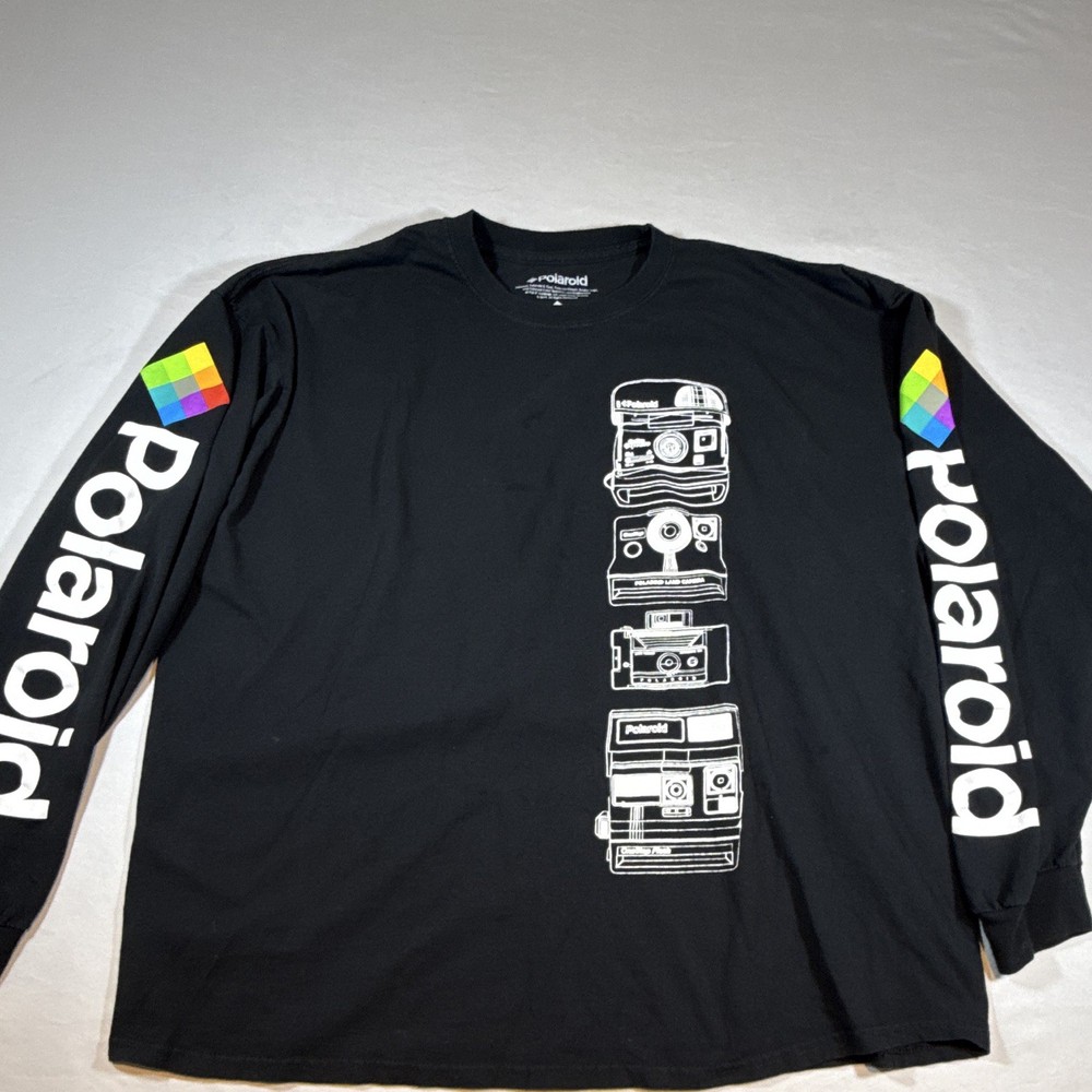 Polaroid OneStep Express Black Graphic Logo Long Sleeve Crew Neck T-Shirt XL
