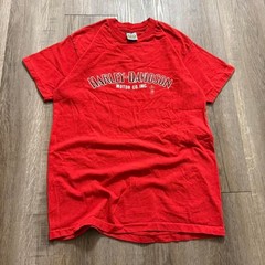 Vintage 1986 Harley Davidson 3D Emblem Asheboro NC Red T-Shirt