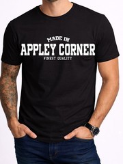 Appley Corner Mens Black Tee Gift Birthday Local Pride