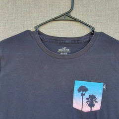 Hollister Mens Graphic T-Shirt Black Pocket Palm Trees Must Have Collection S