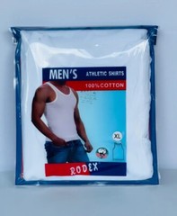 6 Packs Men’s White/Black A-Shirts, “100% Cotton TANK TOP “