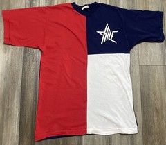 Vintage Mani Hile Color Block T Shirt Mens S Red White Blue Graphic Tee Texas
