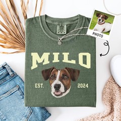 Custom Dog Portrait Comfort Tee Personalized Pet Photo Shirt Gift