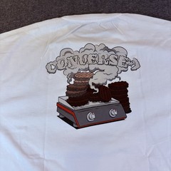 -Converse Burger T-Shirt Men’s XL White Graphic Tee Cheeseburger Crewneck Fun