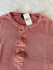 Ralph Lauren RRL Mens Knit Cotton Henley Shirt, Coral Toned, M