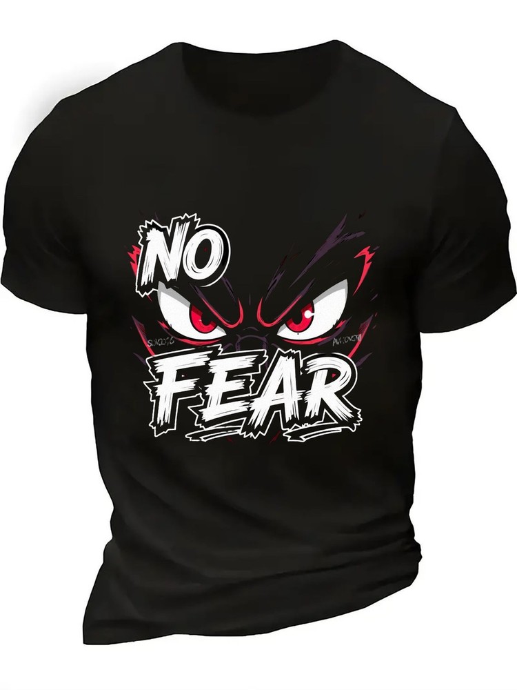 Men’S Casual Crew Neck Tee with No Fear Graphic – Comfortable And Breathable S