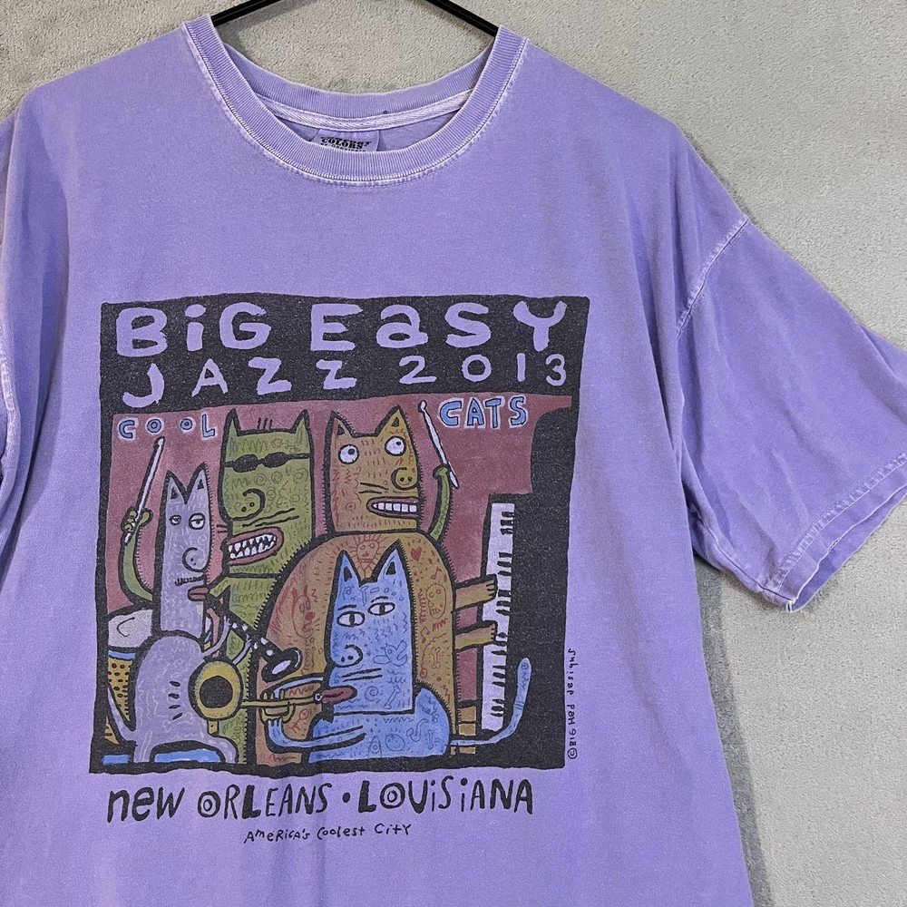 Jazz Cats Shirt Adult Lg Light Purple New Orleans Jazz Festival 2013
