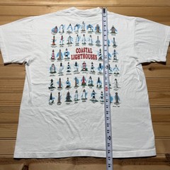 Vintage 90s Coastal Lighthouses Charleston South Carolina Pocket Shirt USA Large
