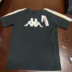 KAPPA MENS multicolored logo on the sleeve Black men’s T-shirt, large